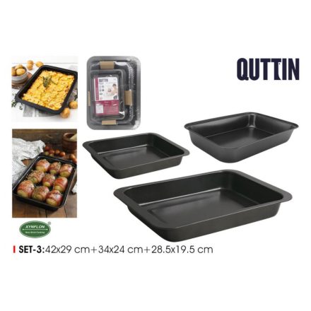 Quttin szénacél sütőtepsi szett – 3 db: 28,5x19,5 cm, 34x24 cm, 42x29 cm – 0,5 mm vastagsággal
