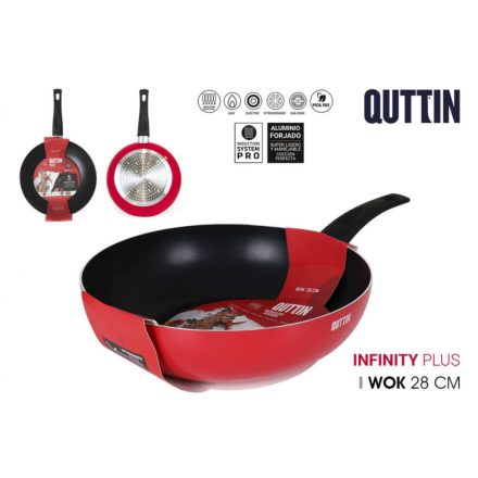 Quttin Infinity Plus 28 cm-es tapadásmentes wok serpenyő – indukciós, vendégházaknak és apartmanoknak
