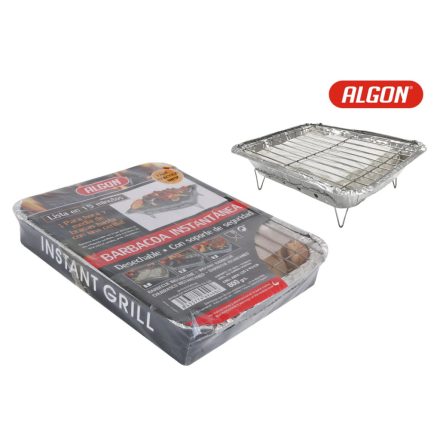 Algon hordozható BBQ grill alumíniumból és fémből, 31×25×6 cm, króm szín – kompakt grillsütő kültéri használatra