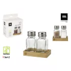 Só- és borsszóró készlet bambusz tartóban