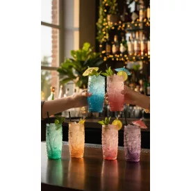 Szines koktélos Tiki pohár 600 ml, 6 db-os csomag