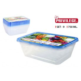Privilege 9 darab 750 ml-es ételtároló dobez tetővel