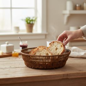 My Bar polirattan kenyérkosár, barna, 23x5cm