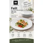 Felit fehér színű 24 cm-es porcelán lapostányér