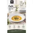 Felit fehér színű 22,5 cm-es porcelán mélytányér