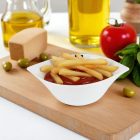 Gourmet porcelán mártogatós tálka – elegáns, ívelt forma