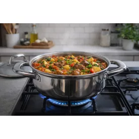 Caesar indukciós lábas 1,5 liter – rozsdamentes acél edény üveg fedővel, 16 cm