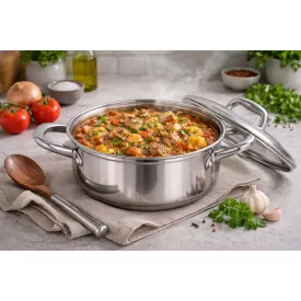 Caesar indukciós lábas 2,5 liter – rozsdamentes acél edény üveg fedővel, 20 cm