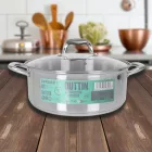 Caesar 7 literes indukciós lábas, 28 cm átmérővel, üveg fedővel – nagykapacitású rozsdamentes edény