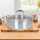 Rozsdamentes Caesar lábas üveg fedővel, 8 literes, 30 cm – indukciós főzőlaphoz használható