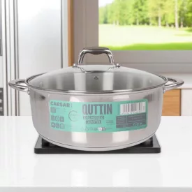 Caesar 10 literes indukciós lábas, 32 cm átmérővel, üveg fedővel – nagykapacitású rozsdamentes edény