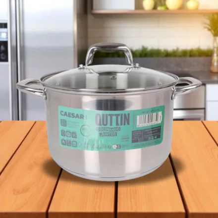 Caesar 7 literes indukciós fazék, 24 cm átmérővel, üveg fedővel – rozsdamentes, nagykapacitású edény