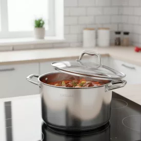 Caesar 10 literes indukciós fazék 28 cm átmérővel, üveg fedővel – nagykapacitású rozsdamentes edény