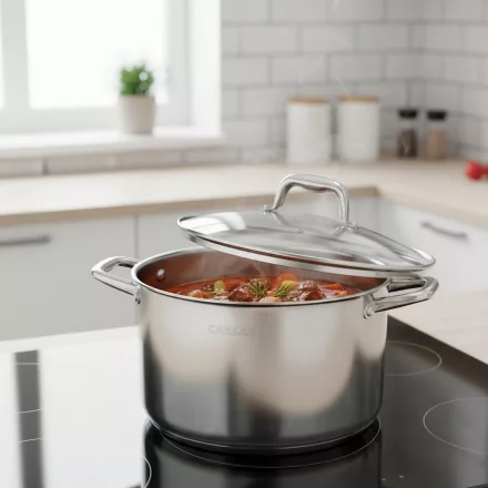 Caesar 10 literes indukciós fazék 28 cm átmérővel, üveg fedővel – nagykapacitású rozsdamentes edény
