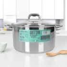 Caesar rozsdamentes fazék üveg fedővel, 12 literes, 30 cm átmérő – vendéglátóipari és otthoni használatra