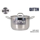 Quttin Hotel magas lábas fedővel – 5 literes, 22 cm átmérőjű rozsdamentes acél edény indukciós tűzhelyhez, 0,8 mm falvastagság, rozsdamentes fedő