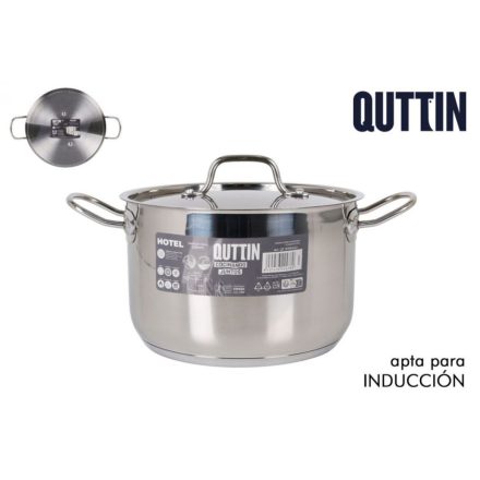 Quttin Hotel magas lábas fedővel – 5 literes, 22 cm átmérőjű rozsdamentes acél edény indukciós tűzhelyhez, 0,8 mm falvastagság, rozsdamentes fedő
