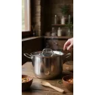 Quttin Hotel magas rozsdamentes lábas fedővel 5 l – 22 cm átmérővel, indukciós