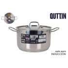 Quttin Hotel magas lábas fedővel – 6,5 literes, 24 cm átmérőjű rozsdamentes acél edény indukciós tűzhelyhez, 0,8 mm falvastagság, rozsdamentes fedő