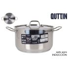 Quttin Hotel magas lábas fedővel – 7,5 literes, 26 cm átmérőjű rozsdamentes acél edény indukciós tűzhelyhez, 0,8 mm falvastagság, rozsdamentes fedő