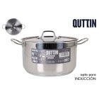Quttin Hotel magas lábas fedővel – 9,5 literes, 28 cm átmérőjű rozsdamentes acél edény indukciós tűzhelyhez, 0,8 mm falvastagság, rozsdamentes fedő