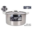 Quttin Hotel magas lábas fedővel – 21,5 literes, 38 cm átmérőjű rozsdamentes acél edény indukciós tűzhelyhez, 0,8 mm falvastagság, rozsdamentes fedő