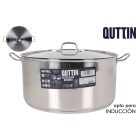 Quttin Hotel magas lábas fedővel – 25 literes, 40 cm átmérőjű rozsdamentes acél edény indukciós tűzhelyhez, 0,8 mm falvastagság, rozsdamentes fedő