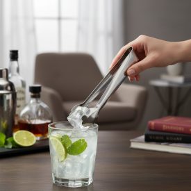 Jégcsipesz 19 cm – rozsdamentes acél, bordázott végű, professzionális koktél csipesz