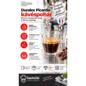 Duralex Picardie kávéspohár 90 ml – 6 db-os csomag