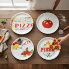 Mintás porcelán pizzatányér 30,5 cm (≈12”) – Duomo di Lodi dizájn, lapos felület, ~2 cm perem, vegyes minták