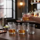 Lav Madrid 295 ml-es whiskys pohár whiskyvel és jégkockákkal – elegáns, időtálló üveg pohár prémium italokhoz
