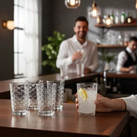 LAV Sedef vizespohár 205 ml – elegáns, hullámos mintás üveg pohár vízhez, üdítőhöz és koktélhoz