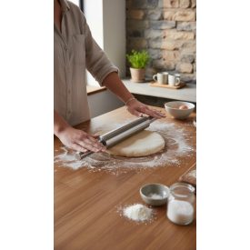   Csapágyas  nyújtófa, 25 cm-es nyújtó felülettel, 47X5 cm, rozsdamentes