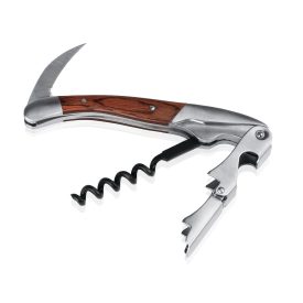   Pincérbicska rozsdamentes anyagból dugóhúzóval fa nyéllel 12 cm