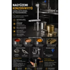 Nagyüzemi konzervnyitó, cserélhető késsel és fogaskerékkel