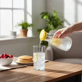 Tejtartó üveg sárga tetővel 1 literes