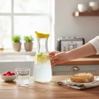 Tejtartó üveg sárga tetővel 1 literes
