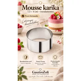Mousse karika 7,5x4 cm-es, rozsdamentes