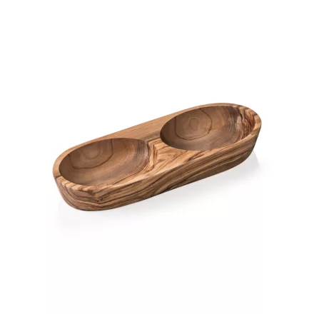 Pure olivafa dupla tálka 25x11 cm-es, 3,5 cm-es magassággal - Német minőség