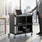 Zsúrkocsi, Tálalókocsi 3 Polcos - 3 Oldalt Zárt, 103,5-50,5-95,5 cm, Alumínium Kerettel