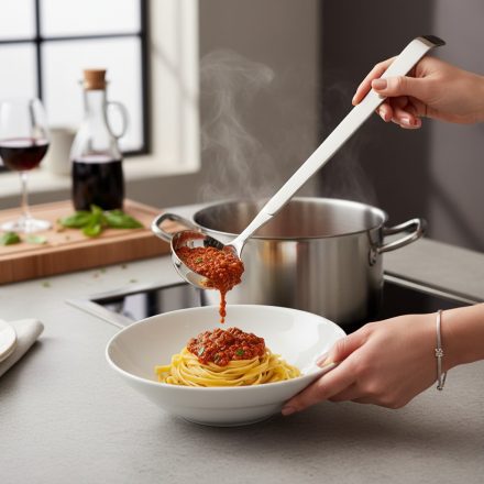 Leves merőkanál 6,5 cm fej átmérővel 33 cm hosszú