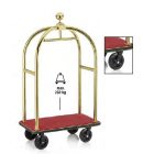 Bőröndszállító körbe gumis lökhárítóval integrált ruhatartó sínnel 5 cm-es arany színű csővázzal 2 forgós fékezhető és 2 db fix 20-es kerékkel