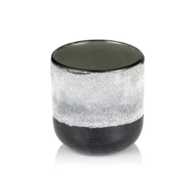   Teamécses tartó - üveg - 10cm átmérőjű - Frosted graphit szürke
