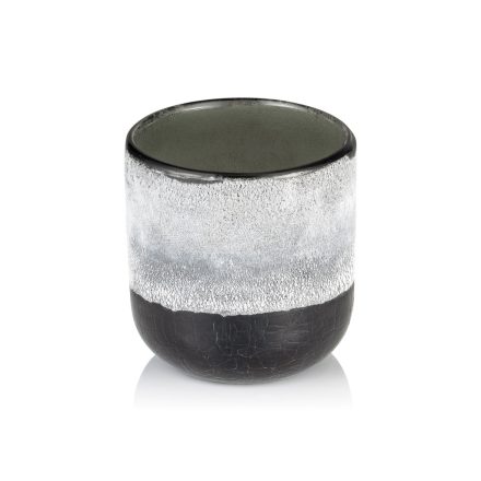Teamécses tartó - üveg - 10cm átmérőjű - Frosted graphit szürke