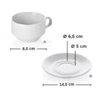 Fehér Hamburg csészealj kávéscsészéhez, porcelánból