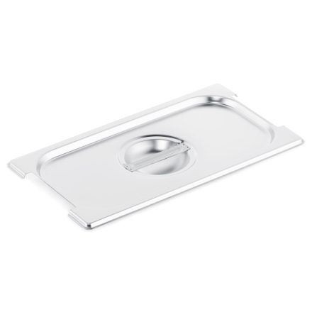 GN 1/3 rozsdamentes fedő fülkivágással csúszófüles edényhez – professzionális konyhai használatra