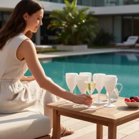 Wellness fehér habzó boros pohár 220 ml-es, polikarbonát, német minőség