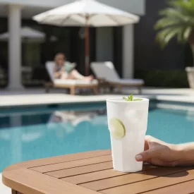 Wellness fehér Longdrink pohár 390 ml-es, polikarbonát, német minőség