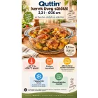 Quttin 2,3 literes kerek üveg sütőtál rakott ételek és egyéb fogások sütéséhez, melegítéséhez és tálalásához