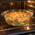 Quttin Ø26 cm-es üveg sütőtál megfelelő méretű air fryerben történő sütéshez
